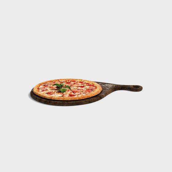 Tasty Pizza and Wooden Board 3D model for Creatives