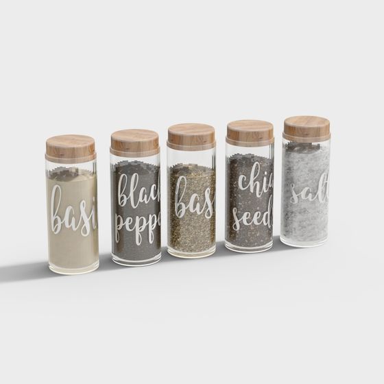 Low-Poly Spice Jars 3D model for Culinary Projects