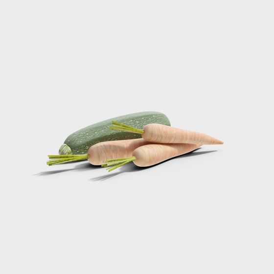 Fresh Vegetable 3D Model - Carrot and Zucchini