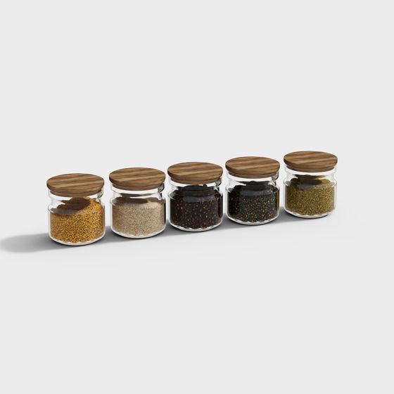 Vibrant Spice Jars 3D model