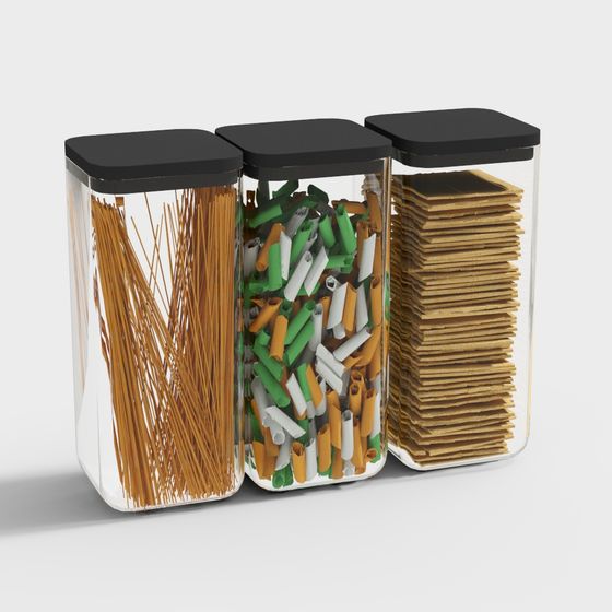 Minimalist Storage Jars 3D model for Modern Kitchens