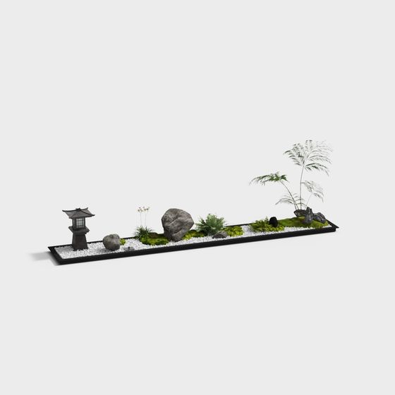 Zen Garden 3D Model in Low-Polygon Style