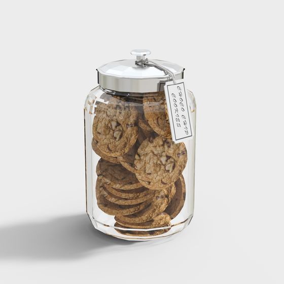 Gray Dry Snacks in Glass Jar 3D Model for Kitchen Use