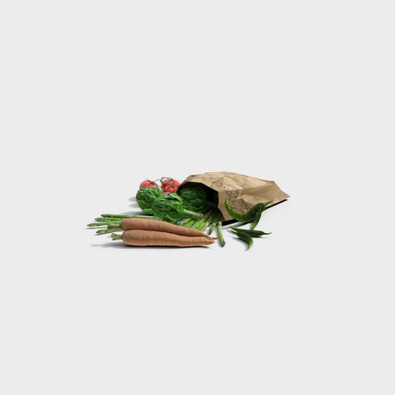 Wood Color Vegetable Arrangement Ornament 3D Model