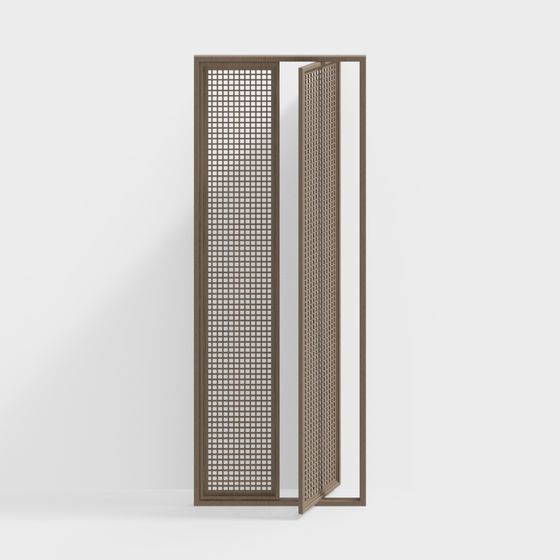 Neo-Chinese Style Tea Room Partition Screen 3D Model in Wood Color