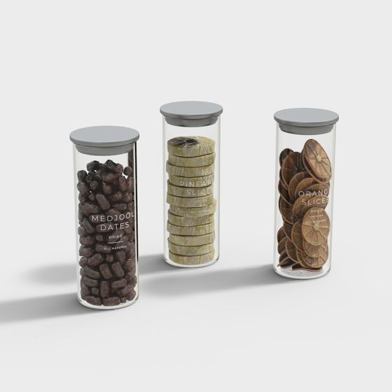 Stylish Low-Polygon Dried Fruit Jar 3D model