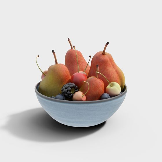 Vibrant Fruit Combination 3D Model in Blue