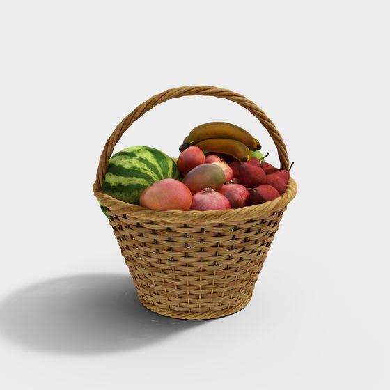 Realistic Fruit Basket 3D model