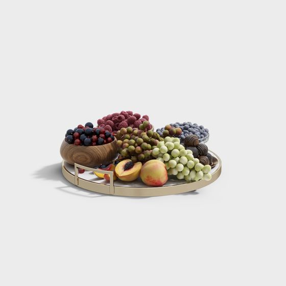Mixed Fruit Plate 3D Model in Beige