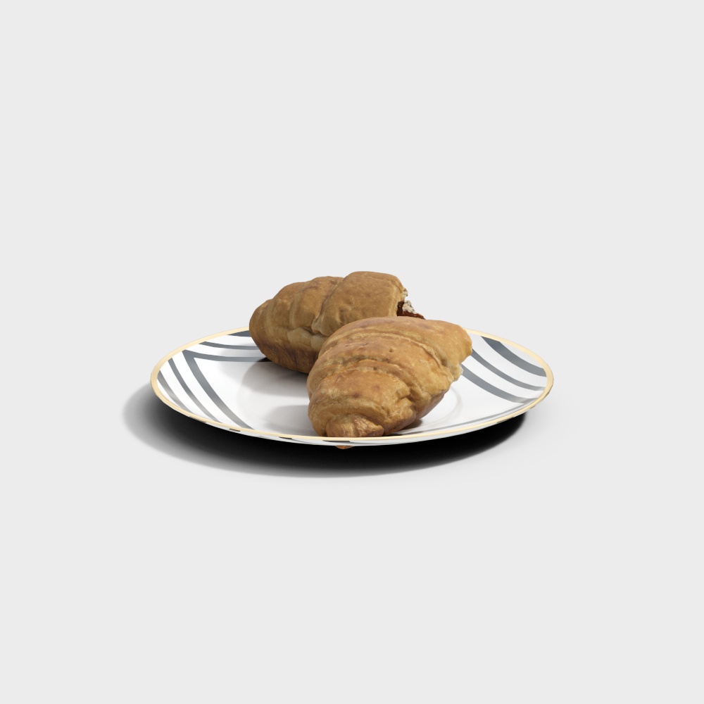 French Croissant Plate Set 3D model