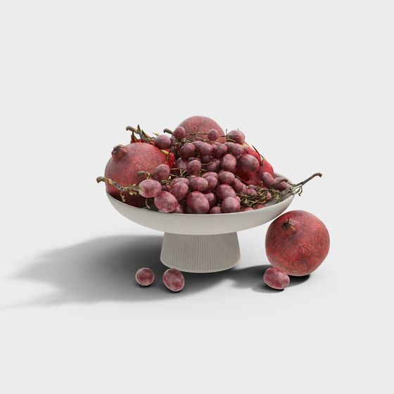Fruit Bowl with Pomegranate 3D model