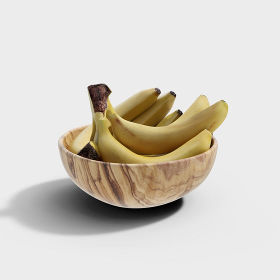 Beige Banana Fruit Plate Ornament 3D Model