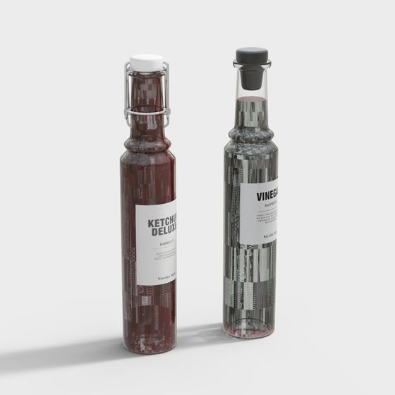 Stylish Ketchup and Vinegar Bottle 3D Models for Modern Designs