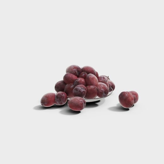 Realistic Plums in Glass Bowl 3D model