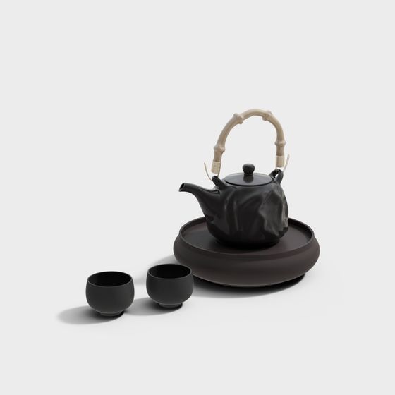 Elegant Oriental Tea Set 3D model