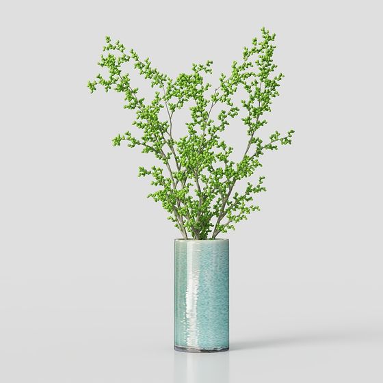 Glass Vase with Twigs 3D model for Design and Games