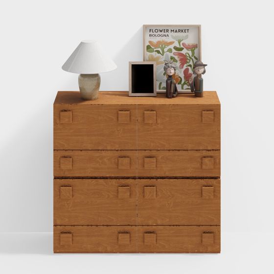 Vintage Wooden Storage Cabinet 3D model