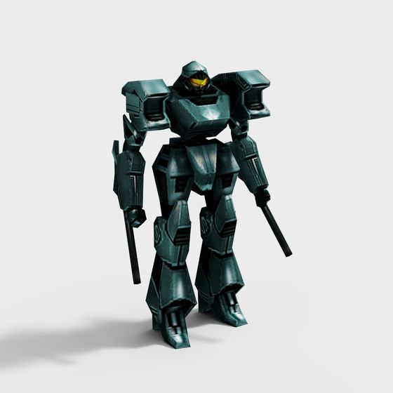 Futuristic Low-Poly Robot Warrior 3D model