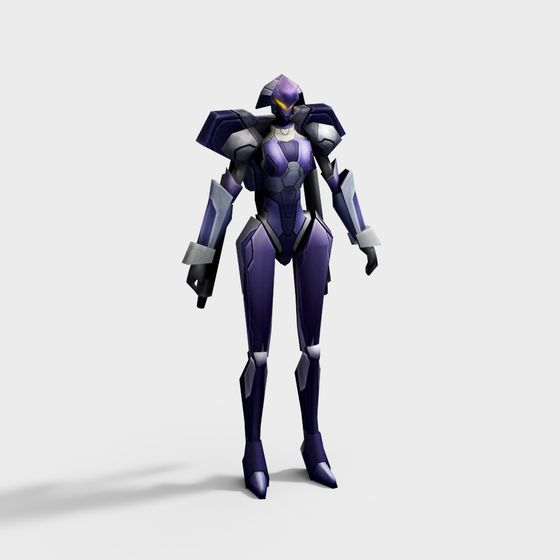 Futuristic Warrior Low Polygon 3D Model