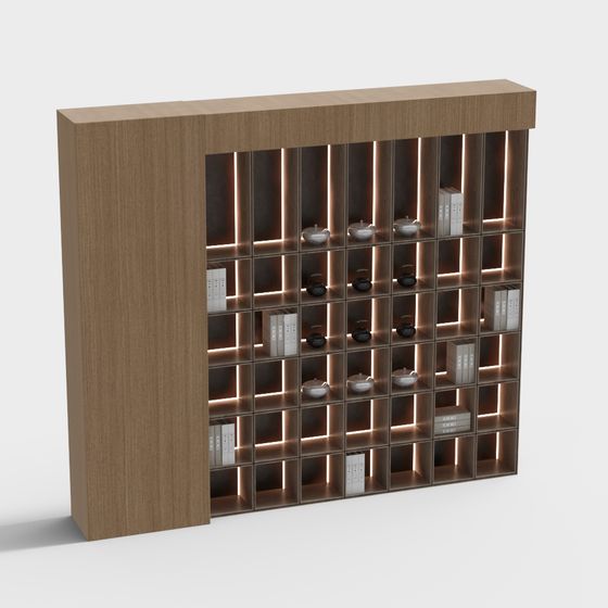 Wooden Decorative Cabinet Bookshelf 3D Model
