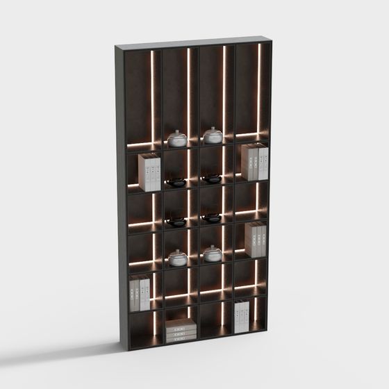 Contemporary Low-Poly Bookshelf 3D model