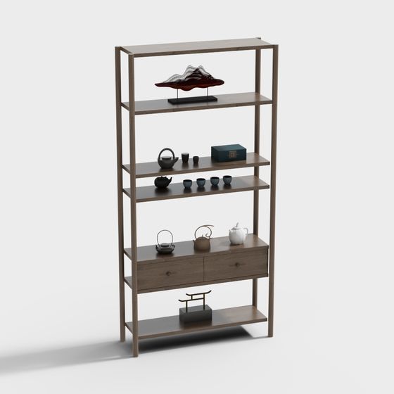 Charming Low-Polygon Bookshelf 3D model for Modern Spaces