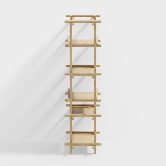 Wooden Bookshelf 3D Model for Modern Aesthetics