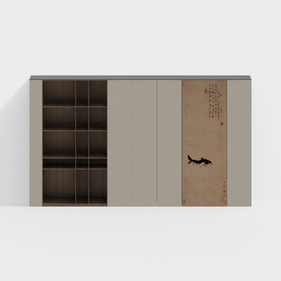 Zen-Style Bookshelf 3D model for Modern Interiors