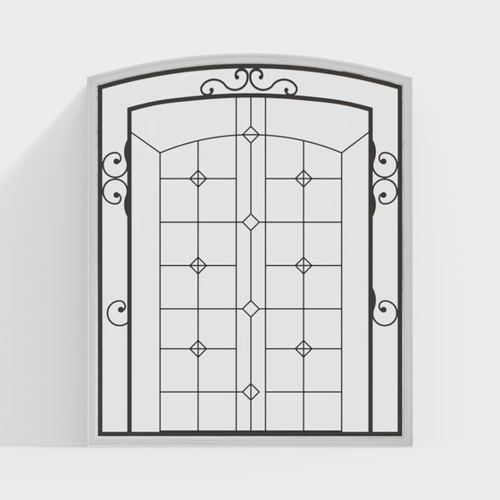Arched Wrought Iron Door 3D model