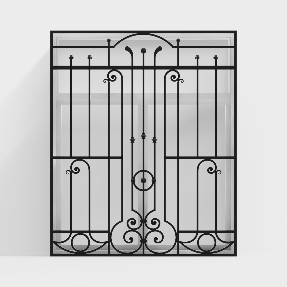 Vintage Wrought Iron Gate 3D Model – Classic Metal Design