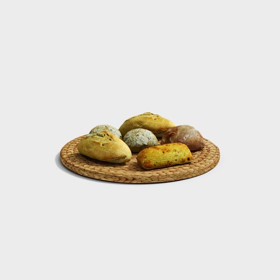 Realistic Low-Poly Bread 3D Model for Design
