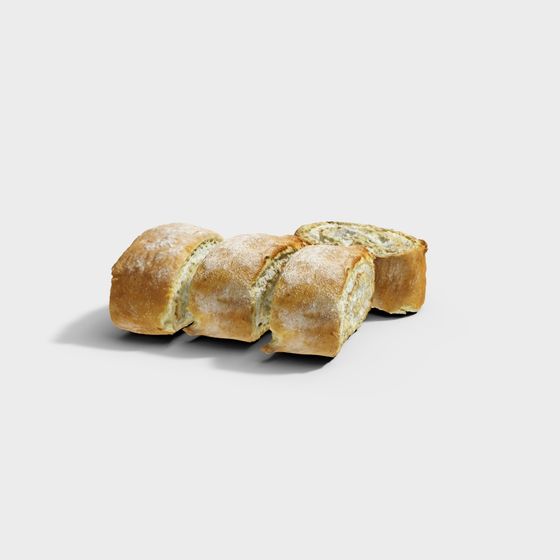 Realistic Low-Poly Bread 3D model