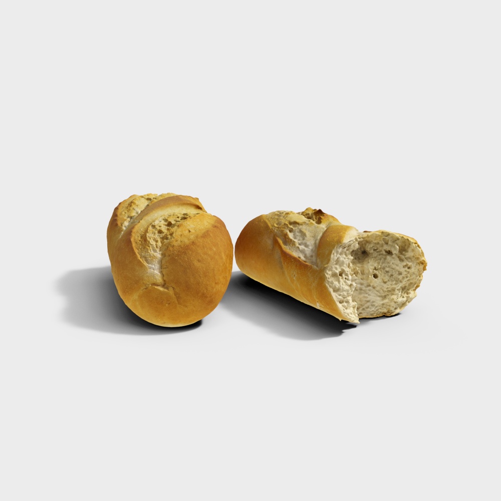 Realistic Low-Poly Bread 3D model