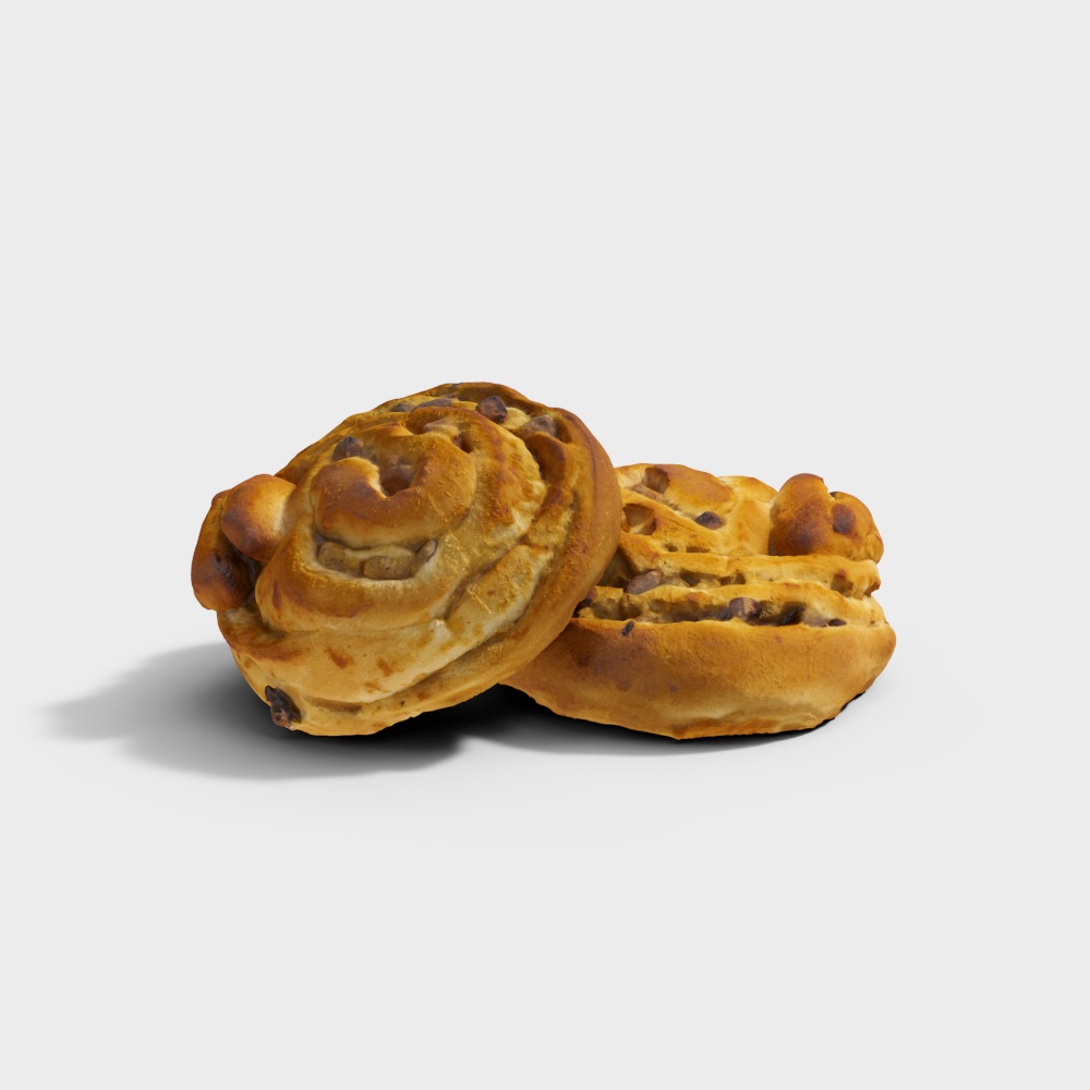 Low Poly Chocolate Roll Bread 3D model