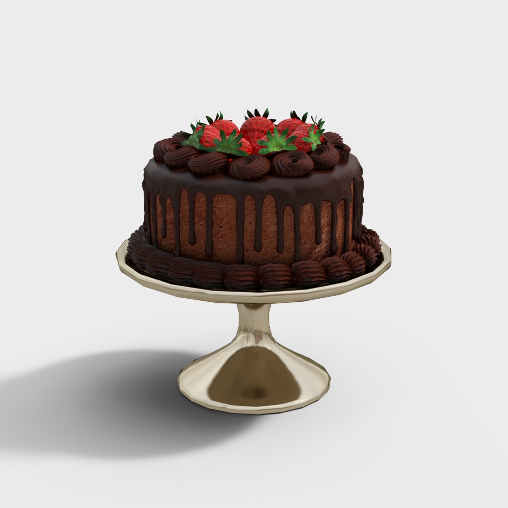 Delicious Low-Poly Chocolate Cake 3D model