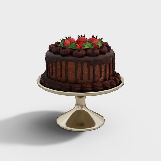 Delicious Low-Poly Chocolate Cake 3D model