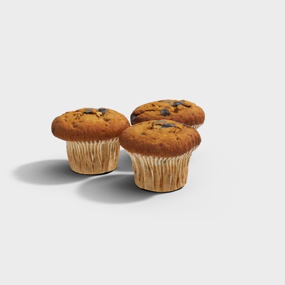 Realistic Blueberry Muffin 3D Model