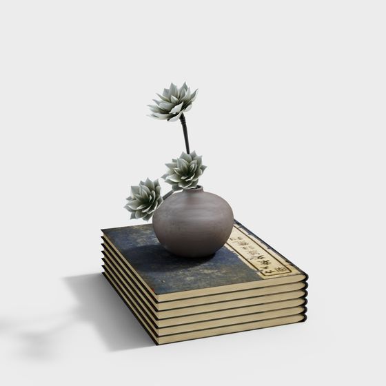 Books and Plants 3D Model: A Harmony of Knowledge and Nature