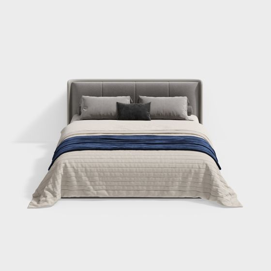 Elegant Low-Polygon Bed 3D model