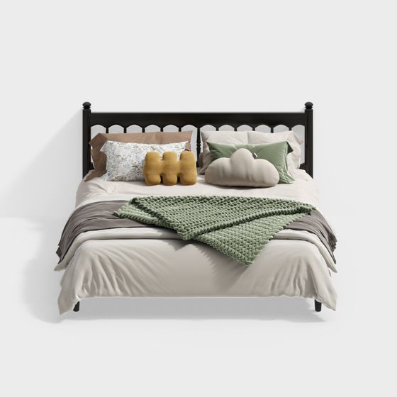 French Vintage Bed Danchang in Beige