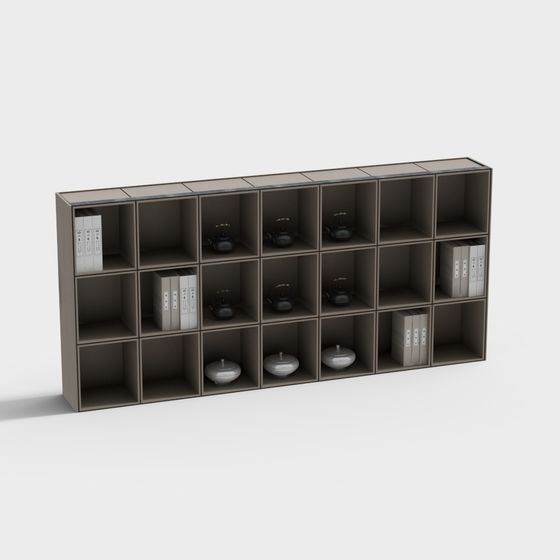 Stylish Low-Poly Bookshelf 3D model