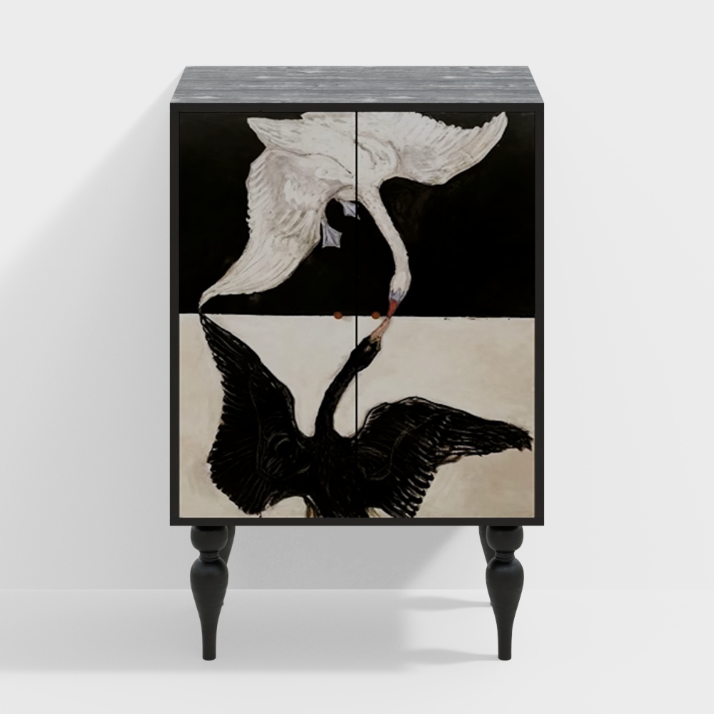 Swan Cabinet 3D model - A Fusion of Realism and Low-Poly Aesthetics