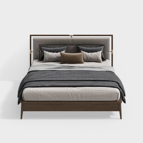 New Chinese-Style Bed in Brown