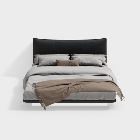 Elegant Low-Poly Bed 3D model for Modern Interiors