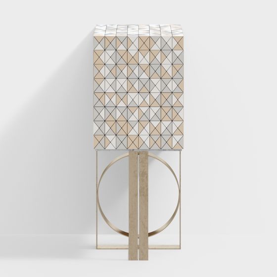 Stylish Geometric Art Cabinet 3D model for Modern Interiors