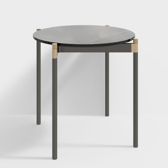 Mesa de esquina redonda Bori Lauren negro dorado