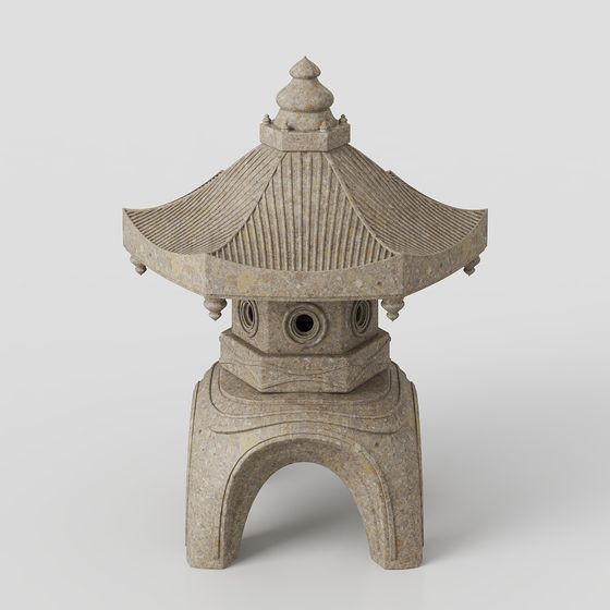 Elegant Stone Lantern 3D model for Oriental Gardens