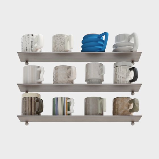 Stylish Coffee Cup Rack 3D model for Creative Projects