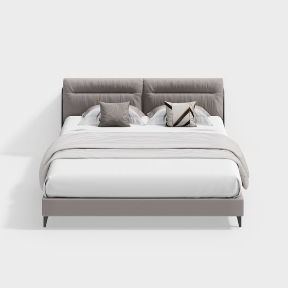 Stylish Low-Poly Bed 3D model for Contemporary Spaces