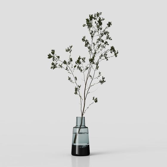 Vibrant Low-Poly 3D Branch Model